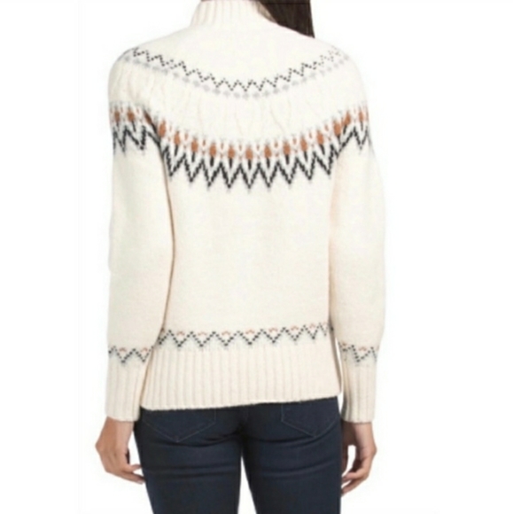 Artelier Nicole Miller Med Mock Neck Fair Isle Ribbed Knit Sweater Pullo… - Picture 2 of 11